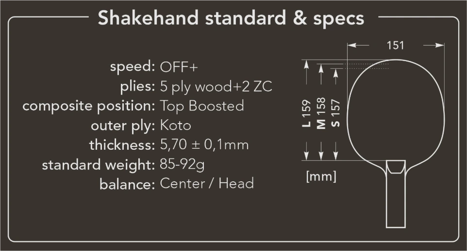 LOTUS 5.7 ZC shakehand standard handle and blade specifications