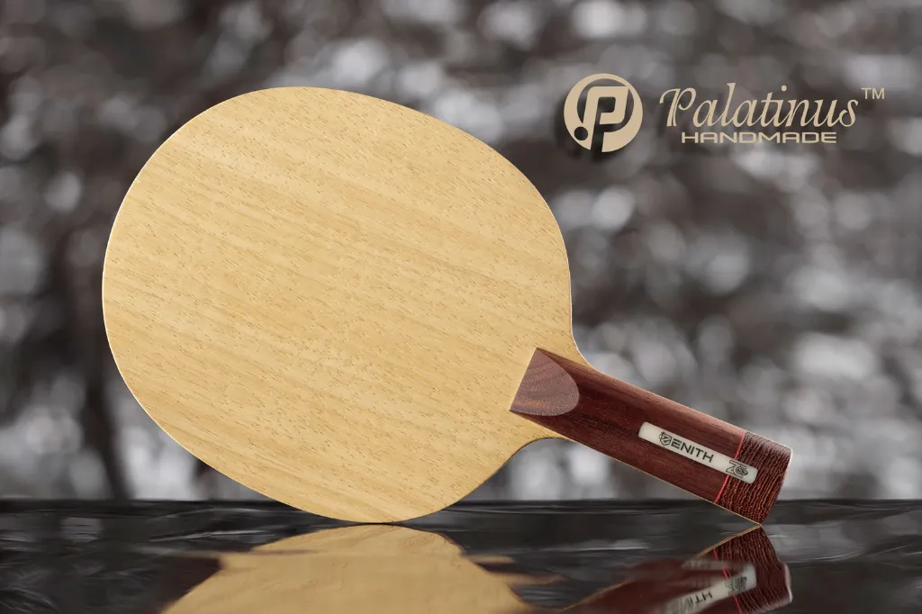 Palatinus Zenith ZC 5.7 handmade table tennis blade, OFF+, Limba outer ply, top-boosted soft PBO-Carbon – forehand side